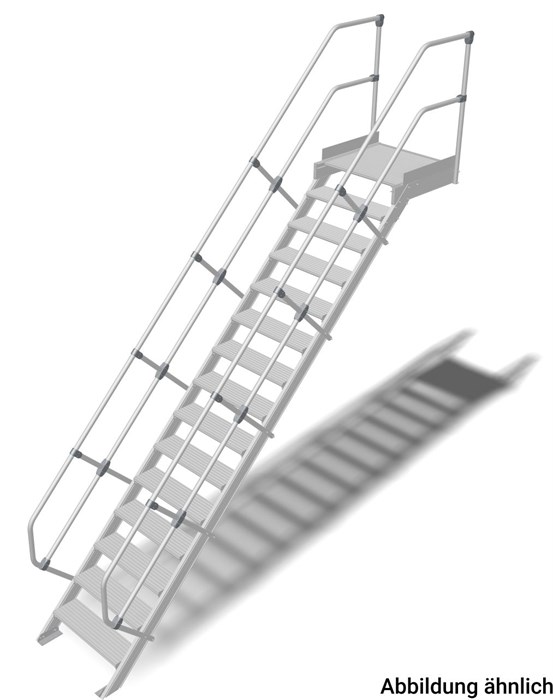 Трап с платформой стационарный 15 ступеней, ширина 600 мм, угол наклона 45° KRAUSE - фото 10114