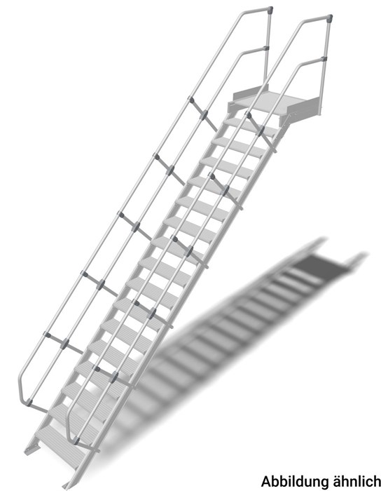 Трап с платформой стационарный 17 ступеней, ширина 800 мм, угол наклона 60° KRAUSE - фото 10282