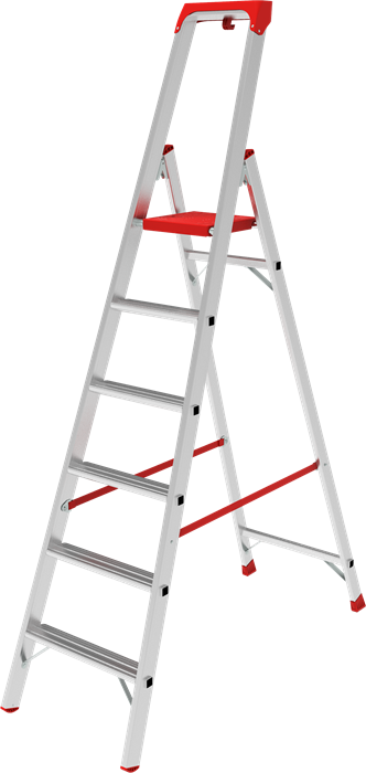 Индустриальная алюминиевая стремянка с развальцованными ступенями и органайзером NV6115 - фото 18634