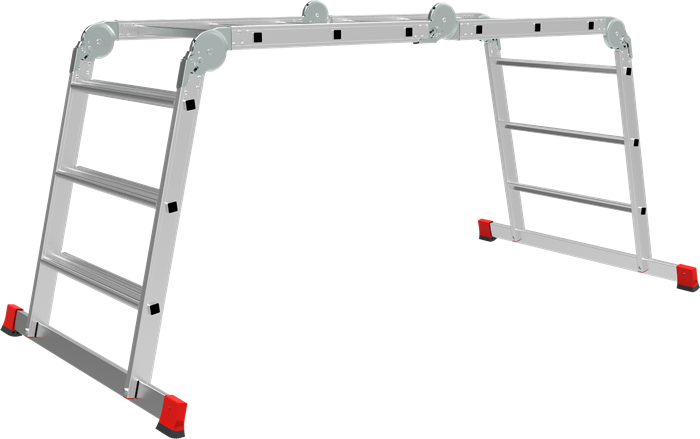 Профессиональная алюминиевая лестница-трансформер с развальцованными ступенями, ширина 650 мм NV3325 - фото 19288