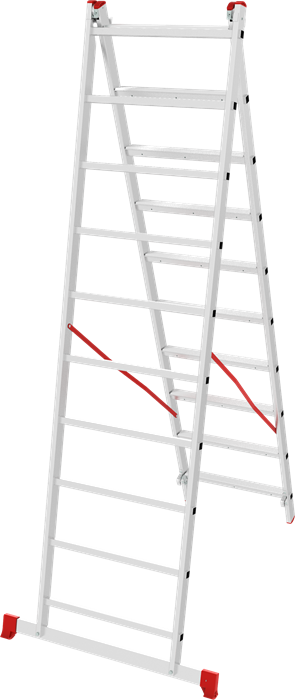 Лестница-трансформер алюминиевая двухсекционная 2×10 ступеней NV 8000078 - фото 20101