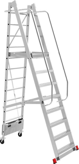 Профессиональная передвижная складная лестница-стремянка с платформой NV3540 - фото 20271