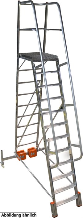 Лестница алюминиевая передвижная с платформой односторонняя KRAUSE STABILO VARIO KOMPAKT 8 ст., траверса 1365 - фото 6646