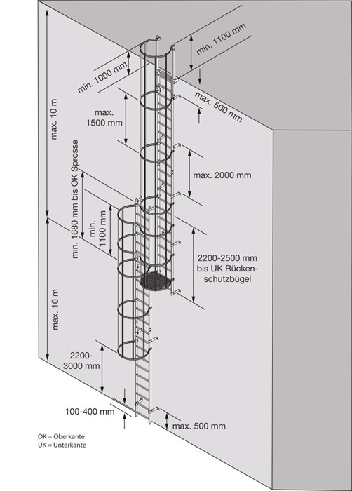 Стационарная многомаршевая лестница для зданий KRAUSE (алюминий) 10,64 м для лиц без опыта - фото 7825