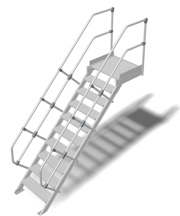Трап с платформой стационарный 10 ступеней, ширина 800 мм, угол наклона 45° KRAUSE - фото 9862