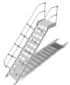 Трап с платформой стационарный 12 ступеней, ширина 800 мм, угол наклона 45° KRAUSE