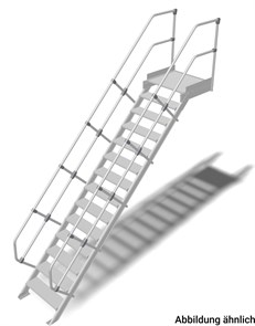 Трап с платформой стационарный 14 ступеней, ширина 600 мм, угол наклона 45° KRAUSE