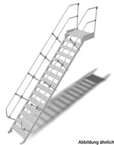 Трап с платформой стационарный 15 ступеней, ширина 600 мм, угол наклона 45° KRAUSE
