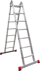 Профессиональная алюминиевая двухсекционная шарнирная лестница NV3310