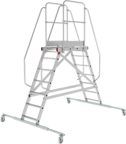 Индустриальная передвижная двухсторонняя лестница-подмости с платформой NV5520
