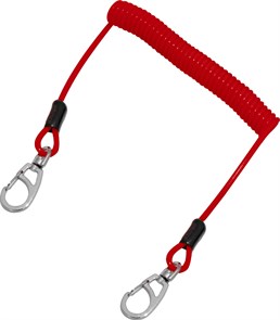 СЗПИ Спиралевидный привязной шнур с двумя карабинами красный