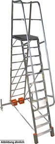 Лестница алюминиевая передвижная с платформой односторонняя KRAUSE STABILO VARIO KOMPAKT 8 ст., траверса 1365