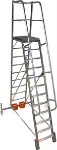 Лестница алюминиевая передвижная с платформой односторонняя KRAUSE STABILO VARIO KOMPAKT 12 ст., траверса 1365