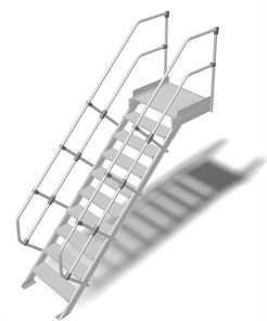 Трап с платформой стационарный 10 ступеней, ширина 800 мм, угол наклона 45° KRAUSE