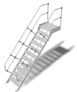 Трап с платформой стационарный 11 ступеней, ширина 800 мм, угол наклона 45° KRAUSE