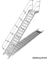 Трап с платформой стационарный 18 ступеней, ширина 1000 мм, угол наклона 60° KRAUSE - фото 10402