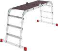 Профессиональная алюминиевая лестница-трансформер с развальцованными ступенями и помостом, ширина 500 мм NV3334 - фото 19392